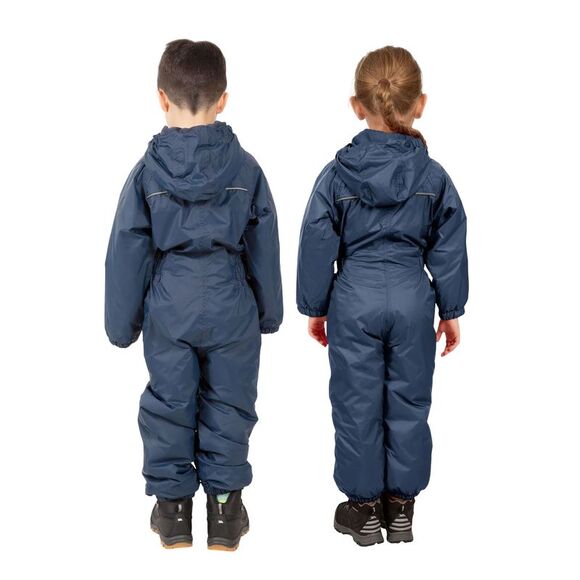 Trespass Little Kids Unisex Dripdrop Padded Waterproof Rain Suit / Navy Blue - Picture 4 of 5